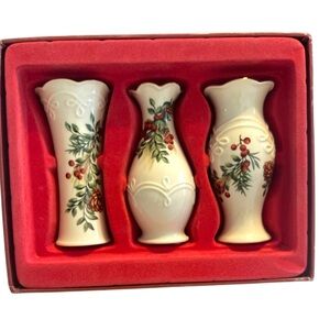Lenox Boxwood and Pine Bud Vases Set of 3 New Original Box